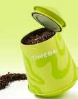 TimeBai Jasmine Maojian Green Tea packaging with 90g loose leaf tea in a tea tin.