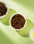 Enjoy a cup of high quality maojian green tea infused with jasmine blossoms.