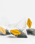 100% plastic-free biodegradable PLA pyramid tea bags with loose leaf ceylon tea black tea.