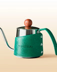 TimeBai precision pour-over kettle green edition featuring a luxury PU leather sleeve.