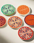 TimeBai absorbent ceramic coasters with modern Cloud Collar design in 6 vibrant patterns.