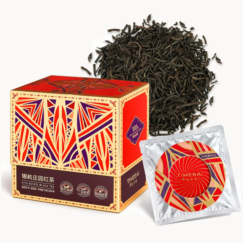 Timebai Ceylon High-Grown Black Tea Box with Individually Wrapped Filter Bag and Loose Tea Leaves
