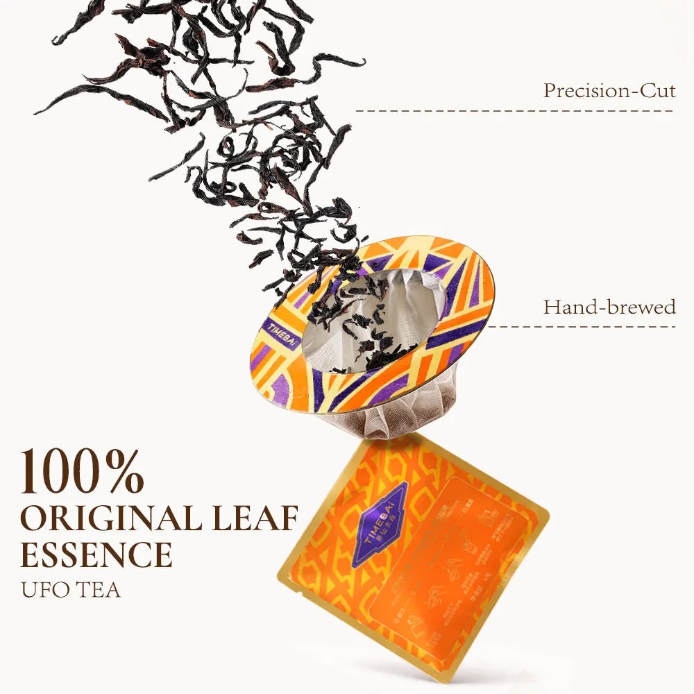 Timebai Da Hong Pao Wuyi Rock Oolong Tea Filter Bag with Loose Leaves and Individual Packaging