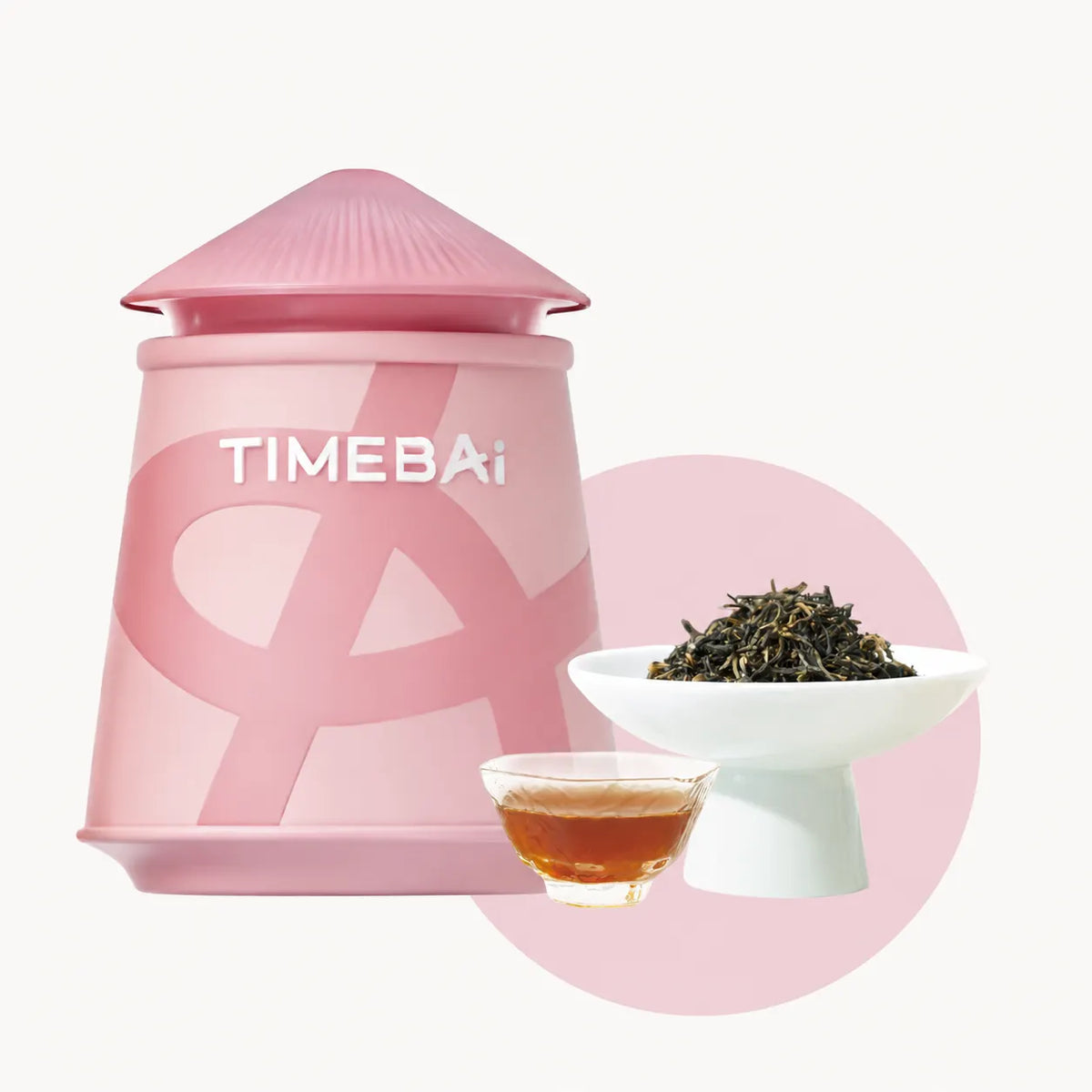 TIMEBAI_Yunnan_Beauty_Black_Tea_in_a_Pink_Lighthouse-Shaped_Tea_Tin