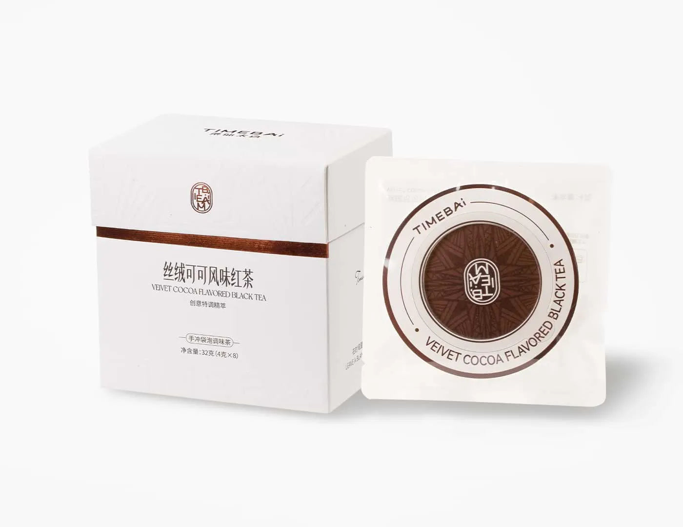 TimeBai chocolate flavored black tea with UFO tea bags