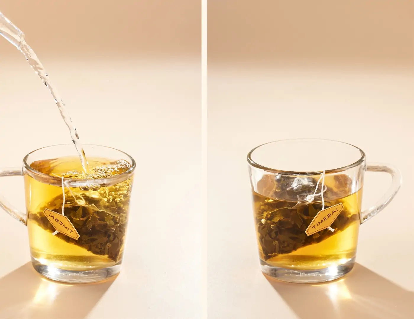  Blueberry Oolong Tea pyramid tea bag brewing with whole tea leaves and tea liquor