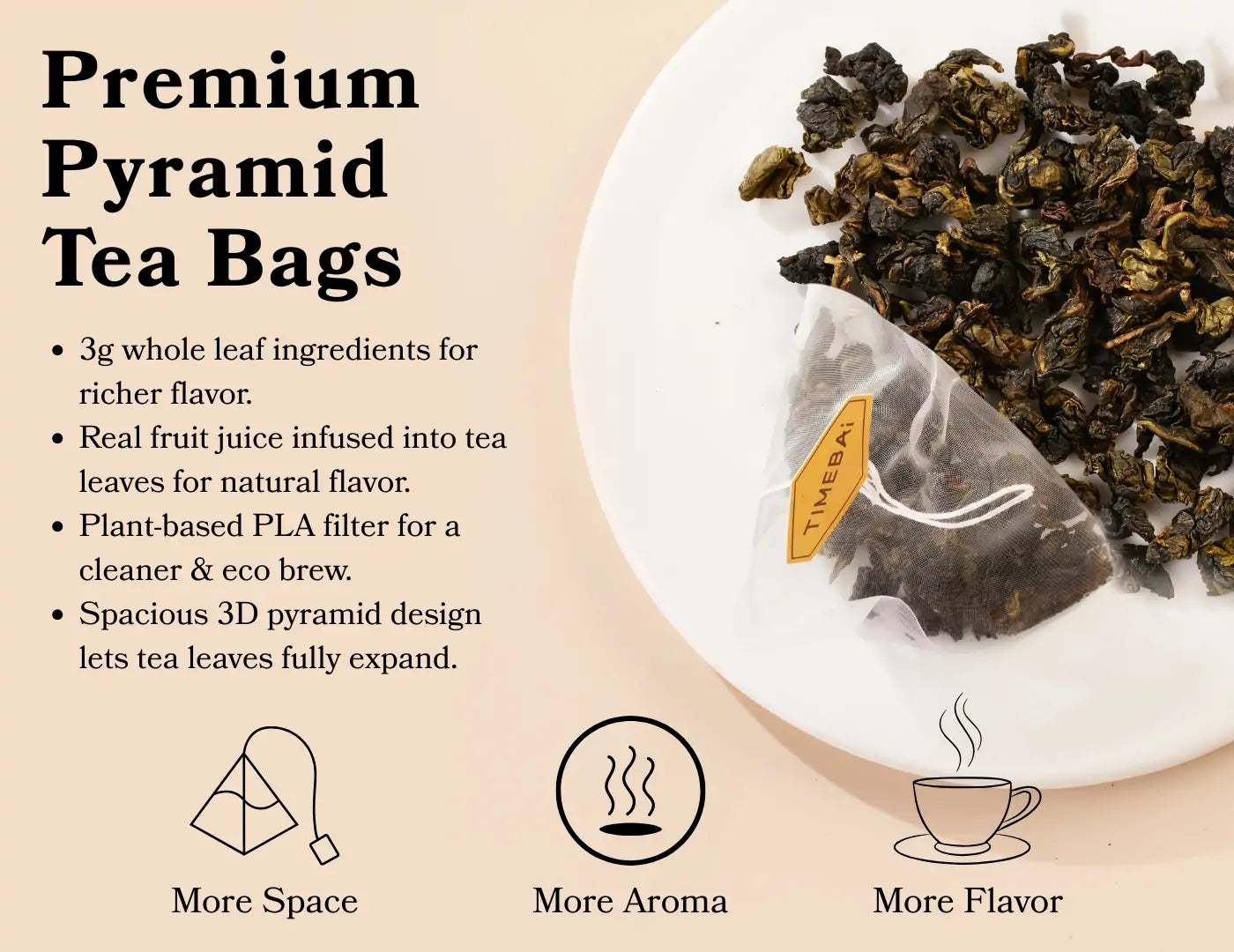  Blueberry Oolong Tea pyramid tea bag with whole-leaf China oolong tea