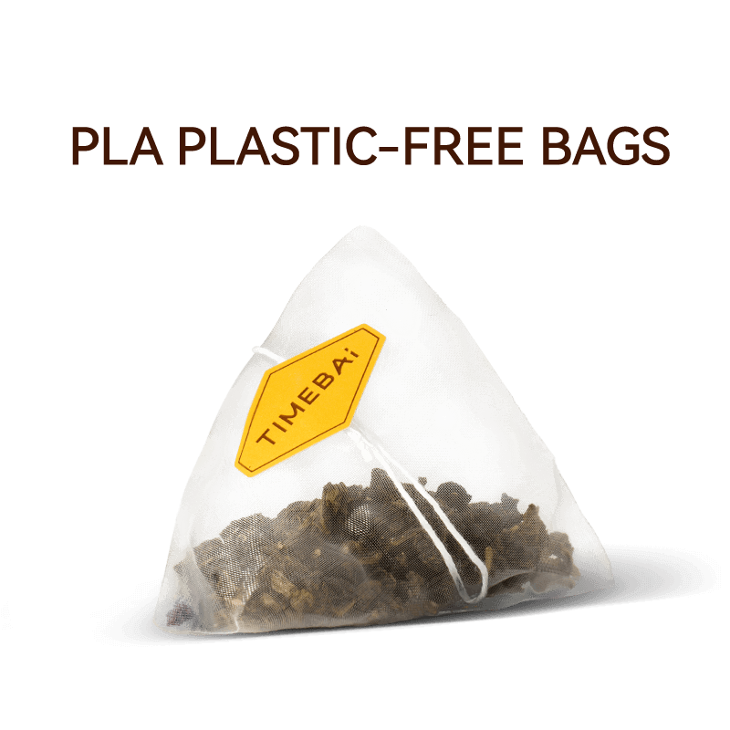 Plastic-free PLA triangle tea bags by TimeBai