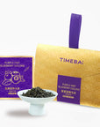 TimeBai Blueberry Oolong Tea packaging in a portable tote-style box with 8 sealed sachets.