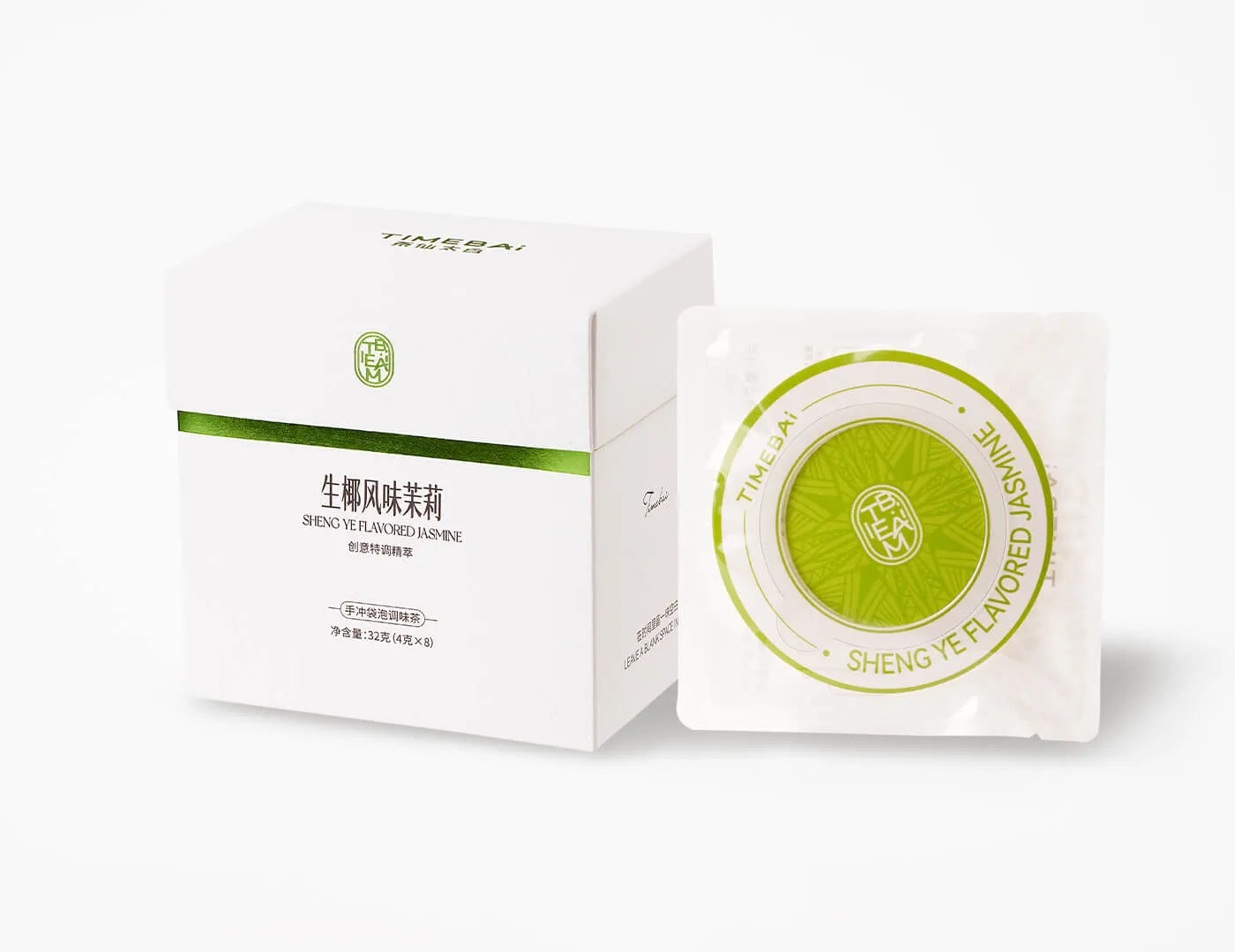 TimeBai coconut flavored jasmine tea with UFO tea bags