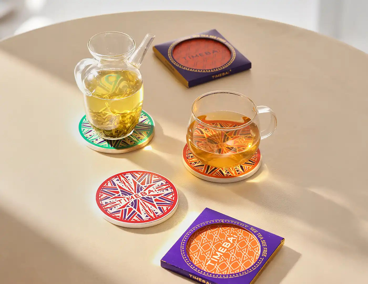 TimeBai dolomite coaster for mugs, tumblers, and teapots.