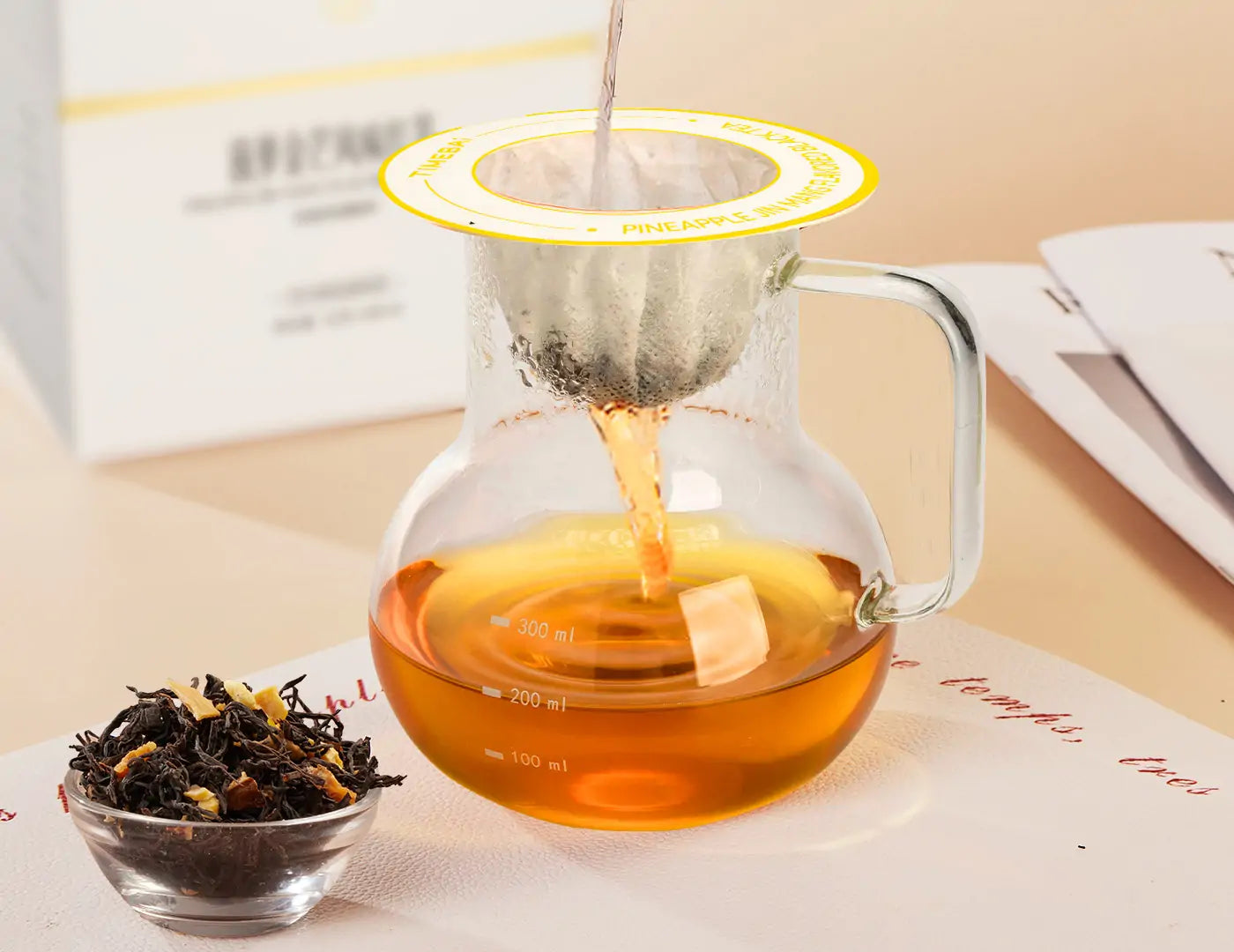 Mango pineapple UFO tea brewing