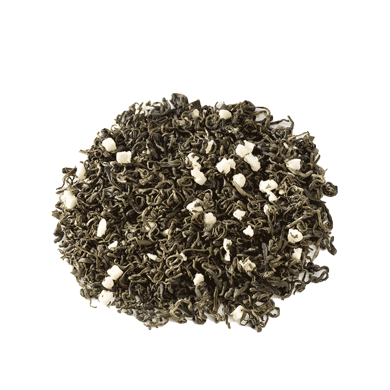 Premium whole-leaf green tea selected as the base for TimeBai flavored tea bags
