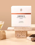 Timebai Toffee Coffee Fusion Oolong Tea product set showing the packaging, oolong leaves, coffee beans and brewed tea.