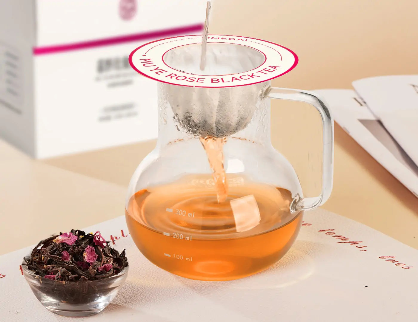 Twilight rose black UFO tea brewing