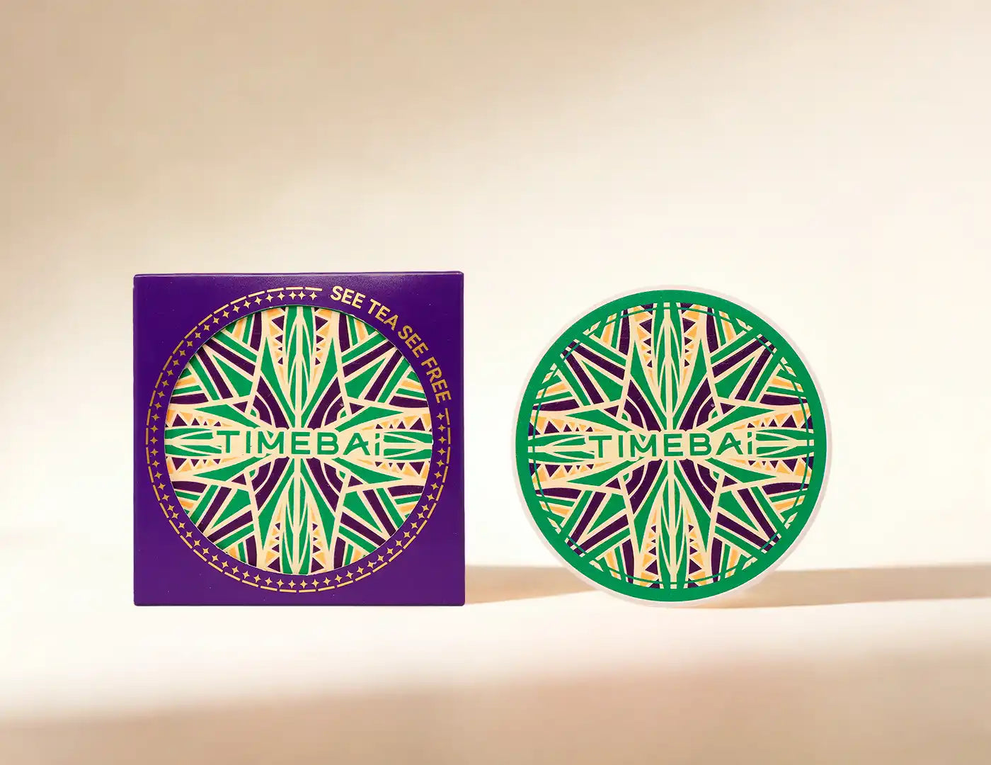 TimeBai green UFO-style absorbent ceramic coaster.
